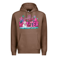 Chestnut hello winter pink snowman Premium Hoodie - MaliasSmallBusiness