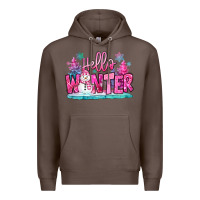 Coffee hello winter pink snowman Premium Hoodie - MaliasSmallBusiness