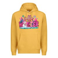 Mustard hello winter pink snowman Premium Hoodie - MaliasSmallBusiness