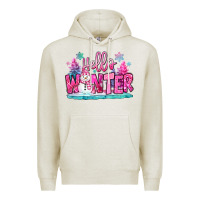 Oatmeal Heather hello winter pink snowman Premium Hoodie - MaliasSmallBusiness