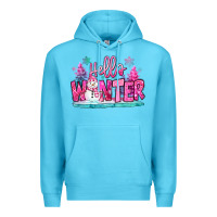 Ocean Blue hello winter pink snowman Premium Hoodie - MaliasSmallBusiness