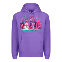Purple hello winter pink snowman Premium Hoodie - MaliasSmallBusiness