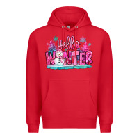 Red hello winter pink snowman Premium Hoodie - MaliasSmallBusiness