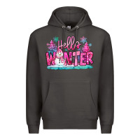 Smoke hello winter pink snowman Premium Hoodie - MaliasSmallBusiness