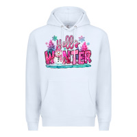 White hello winter pink snowman Premium Hoodie - MaliasSmallBusiness