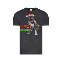 Vintage Black merry and bright pitbull Vintage Tee - RanaPortraitStore