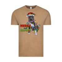 Vintage Coffee merry and bright pitbull Vintage Tee - RanaPortraitStore