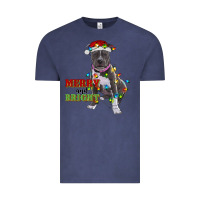 Vintage Denim merry and bright pitbull Vintage Tee - RanaPortraitStore