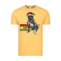 Vintage Mustard merry and bright pitbull Vintage Tee - RanaPortraitStore