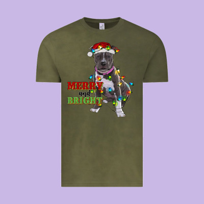 Merry And Bright Pitbull Vintage Tee Designed By Ranaportraitstore