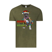 Vintage Olive merry and bright pitbull Vintage Tee - RanaPortraitStore