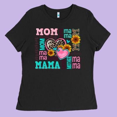 Mom Mama Mommy With Hearts Ladies Tee Designed By Adodesignshop