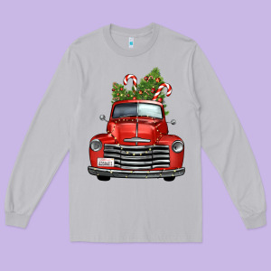 Christmas Trees Truck Long Sleeve Tee Designed By Fadigitalartstudio