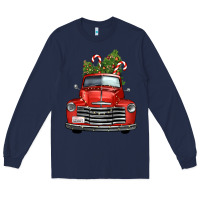Navy christmas trees truck Long Sleeve Tee - FaDigitalArtStudio