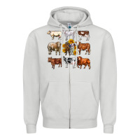 Dove Grey western cowsand sunflowers Zipper Hoodie - AdoDesignShop
