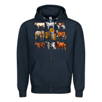 Navy western cowsand sunflowers Zipper Hoodie - AdoDesignShop