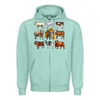 Seafoam western cowsand sunflowers Zipper Hoodie - AdoDesignShop
