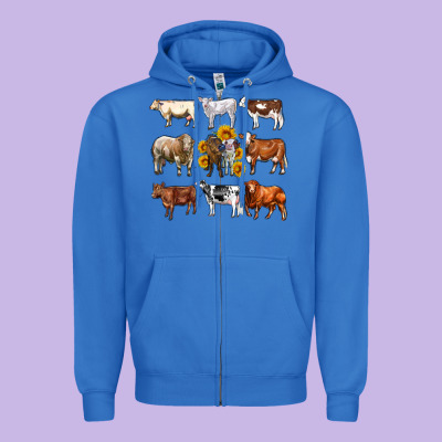 Western Cowsand Sunflowers Zipper Hoodie Designed By Adodesignshop