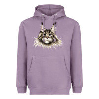 Lavender Maine Coon Cat Face Heavyweight Hoodie - LillyAllenDesigns