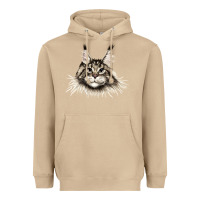 Mushroom Maine Coon Cat Face Heavyweight Hoodie - LillyAllenDesigns