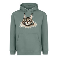 Sage Maine Coon Cat Face Heavyweight Hoodie - LillyAllenDesigns