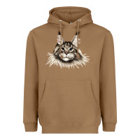 Toasted Coconut Maine Coon Cat Face Heavyweight Hoodie - LillyAllenDesigns