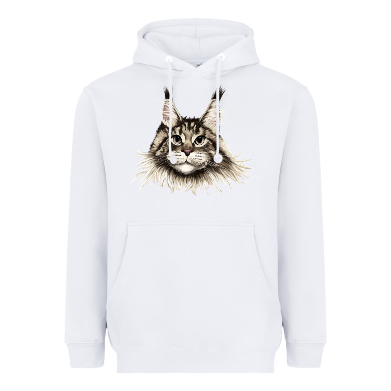 Maine Coon Cat Face Heavyweight Hoodie by LillyAllenDesigns | Teevron