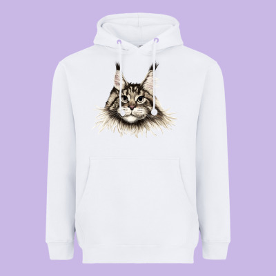 Maine Coon Cat Face Heavyweight Hoodie Designed By Lillyallendesigns