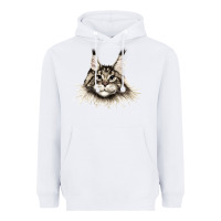 White Maine Coon Cat Face Heavyweight Hoodie - LillyAllenDesigns
