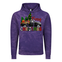 Cloud Purple merry christmas with black truck Vintage Hoodie - Zillion Design Studio