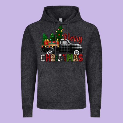 Merry Christmas With Black Truck Vintage Hoodie Designed By Zillion Design Studio