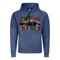Vintage Denim merry christmas with black truck Vintage Hoodie - Zillion Design Studio