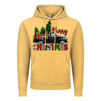 Vintage Mustard merry christmas with black truck Vintage Hoodie - Zillion Design Studio