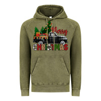 Vintage Olive merry christmas with black truck Vintage Hoodie - Zillion Design Studio