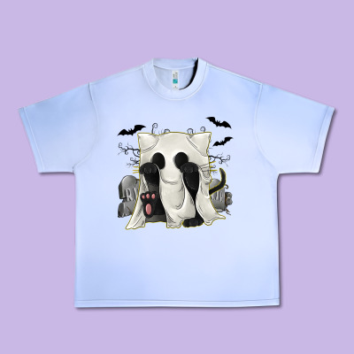 Ghost Cat Urban Heavy Tee Designed By Texasbilliewilder