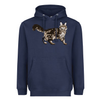 Navy Maine Coon Cat Heavyweight Hoodie - LillyAllenDesigns