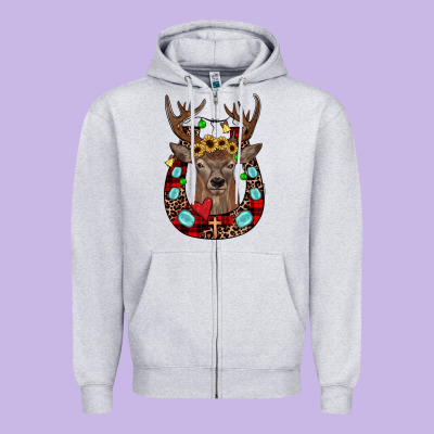 Christmas Horseshoe Zipper Hoodie Designed By Jahusdesignshop