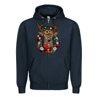 Navy christmas horseshoe Zipper Hoodie - JahusDesignShop