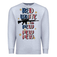 Heather Grey red white and pew pew pew Premium Sweatshirt - MaliasSmallBusiness