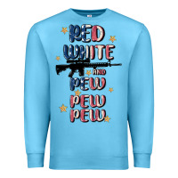 Ocean Blue red white and pew pew pew Premium Sweatshirt - MaliasSmallBusiness