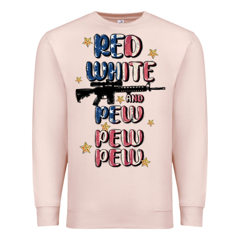 Red White And Pew Pew Pew Premium Sweatshirt by MaliasSmallBusiness | Teevron