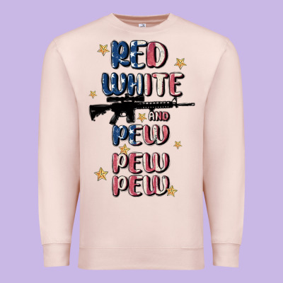 Red White And Pew Pew Pew Premium Sweatshirt Designed By Maliassmallbusiness