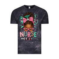 Cloud Black afro messy bun nurse life Vintage Tee - texasbilliewilder