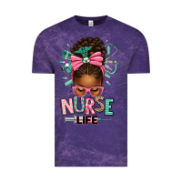 Cloud Purple afro messy bun nurse life Vintage Tee - texasbilliewilder