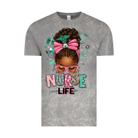 Cloud Rock afro messy bun nurse life Vintage Tee - texasbilliewilder