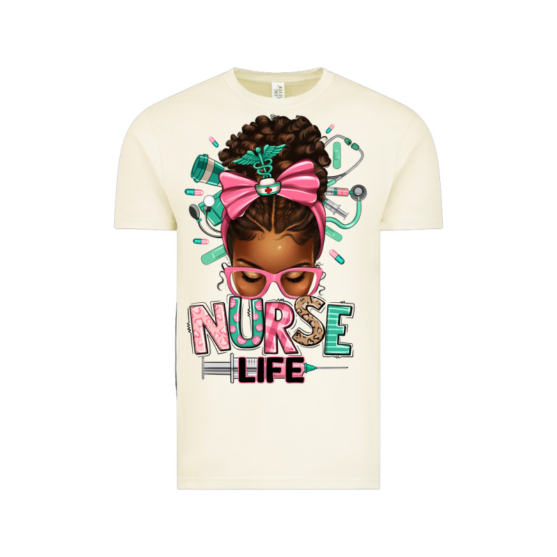 Afro Messy Bun Nurse Life Vintage Tee by texasbilliewilder | Teevron