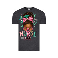 Vintage Black afro messy bun nurse life Vintage Tee - texasbilliewilder