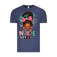 Vintage Denim afro messy bun nurse life Vintage Tee - texasbilliewilder