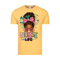 Vintage Mustard afro messy bun nurse life Vintage Tee - texasbilliewilder