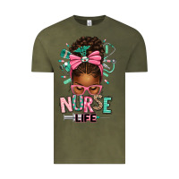 Vintage Olive afro messy bun nurse life Vintage Tee - texasbilliewilder
